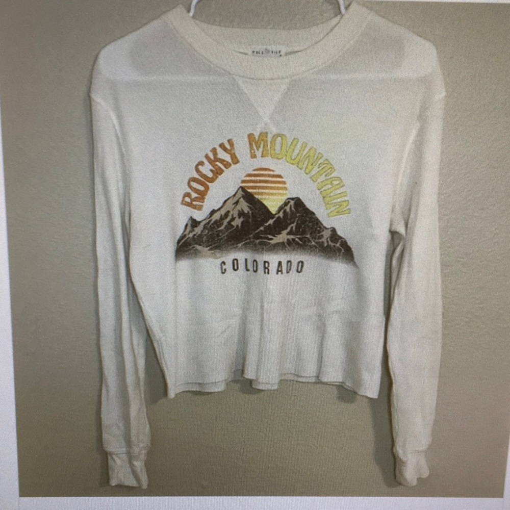 FULL TILT/“ROCKY MOUNTAIN COLORADO”CREAM WAFFLE LONG SLEEVE TEE